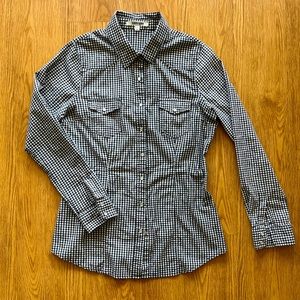 Daniel Rainn Fitted Pearl Snap Gingham Button-Down Top Western - Medium